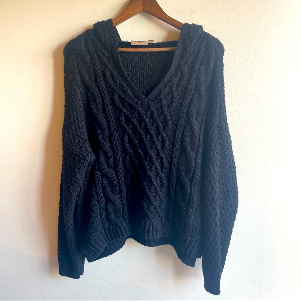 Harlow Black Knit Hoodie Size Medium